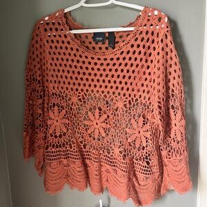 Rust Crochet Knit Top